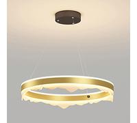 Suspension Anneau en D, Lampe Suspendue annulaire Ultra-Fine en métal avec Abat-Jour en Acrylique Blanc, Lampes suspendues de Salle à Manger, LED Moderne - 32 W, Design Minimaliste