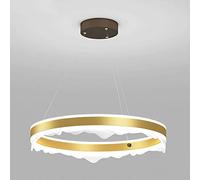 Suspension Anneau en D, Lampe Suspendue annulaire Ultra-Fine en métal avec Abat-Jour en Acrylique Blanc, Lampes suspendues de Salle à Manger, LED Moderne - 32 W, Design Minimaliste