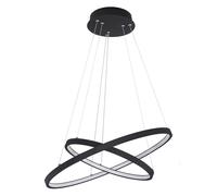 Suspension anneaux plafond suspension lampes de salon noir mat LED, fonction mémoire dimmable, 1x LED 42W 1300Lm, DxH 51x120 cm