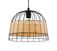 Suspension Anwick En Acier/Rotin, Ø 37 Cm noir, bois clair