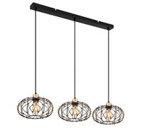 Suspension, applique, plafonnier, coloris noir et or, 3 lumières, H 150 cm