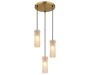 Suspension, applique, plafonnier, doré, verre ambré, 3 lumières, H 120 cm