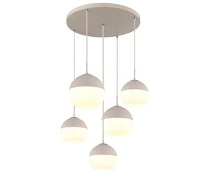 Suspension, applique, plafonnier, métal, blanc mat, effet sablier, ronde, H 120 cm