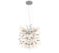 Suspension, applique, plafonnier, métal, couleur argentée, cristaux de verre, H 120 cm