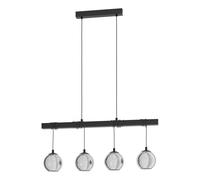 Suspension ARGALLO E27 4X40W en acier noir 1000x230x1500mm