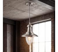 Suspension Argent Table À Manger Verre Métal E27 Ø18 Cm Ronde Luminaire Maritime