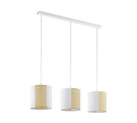 Eglo Suspension Arnhem, 3 flammes, vintage, boho, hygge, acier, papier, herbe de mer blanc/naturel, lampe salle à manger/salon, E27, L 102 cm