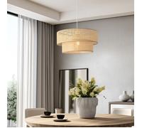 lux.pro Suspension Moderne et Stylée Lampe à Suspendre avec Abat-Jour Ø 40 cm Douille E27 Luminaire pour Salon Chambre Bureau Cuisine Salle à Manger Métal PVC Blanc Aspect Rotin