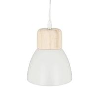 Atmosphera Suspension Desy blanche en métal et bois D15 cm