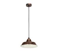 Suspension AUCKLAND E27 1X60W en acier cuivré antique D260mm