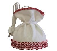 Suspension avec Abat-Jour en Tissu, Bordure Rouge