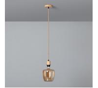 Suspension avec Câble Textile Tressé Naturel et Noir sans Abat-jour Naturel