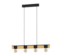 Suspension BAILRIGG E27 4X40W en acier et bois noir et marron 895x45x1100mm