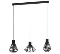 Suspension BASIDANO E27 3X40W en acier noir 960x270x1500mm