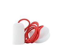 Suspension Béton Blanc E27 câble textile rouge 2 mètres Girard Sudron