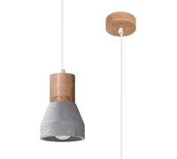 Plafonnier - Sollux Lighting - Qubic Dome - Gris Béton - Bois Naturel - E27 60W