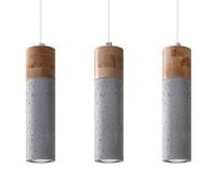 Suspension Béton Gris/Bois Naturel GU10 3 Zane