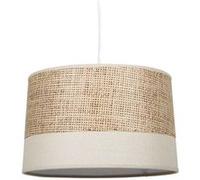 Suspension bi-matière tissu beige et rotin Beige et naturel G