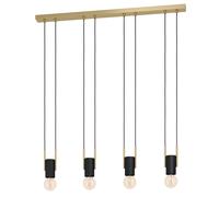 Suspension BITACHITO E27 4X40W en acier noir et laiton 930x55x1100mm