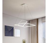 Suspension Blanc Carré à Deux Niveaux LED Lustre Minimaliste LED Lampe Suspendue Linéaire En Aluminium Éclairage Décoration 3000K-6000K Dimmable Moderne Droplight pour Petit Déjeuner Bar Cuisine Îlot