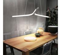 Suspension LED blanche lampe de table à manger dimmable, look trois étoiles, aluminium, 44W 3400lm 3000K, DxH 70x200cm, Fabas Luce 3546-40-101 