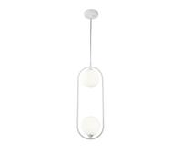 Suspension Blanche Pour Table À Manger G9 2 Flammes Boule Abat-Jour Métal Verre