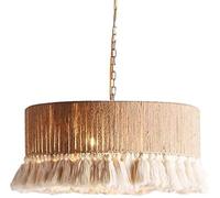 Suspension Bohème Tissée À La Main, Lustre Côtier En Corde de Chanvre, Grand Luminaire Suspendu Cylindrique Pour Îlot de Cuisine, Salle À Manger, Salon, Chambre, Maison de Campagne (Diamètre 40 Cm)/Di