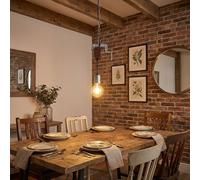 Suspension lampe de table à manger en bois cuisine suspension rétro plafonnier suspension vintage 1 ampoule, pince à vis métal galvanisé, E27, LxH 14x120cm