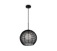 Suspension Boule Abat-Jour Ø 30 Cm Métal Verre G9 Noir Blanc Lampe Suspendue