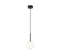 Suspension Boule Abat-Jour Verre Ø 15 Cm H: Max. 212,5 Cm Noir Blanc E14 Lampe