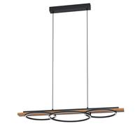 Suspension BOYAL LED 2X12,5W en acier et bois noir et marron rustique 1010x400x1100mm