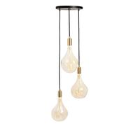 Suspension Brass Triple Pendant with Voronoi II 3x Voronoi II LED E27 FILAMENT 360° 3W => 14W