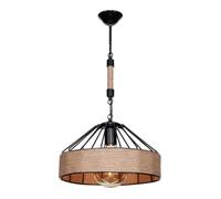 Suspension Bridgford en métal corde de jute 61 cm E27 noir - naturel