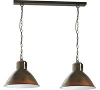 Suspension Brune Abat-Jour Blanc Ø45Cm 2X E27 Système De Chaîne