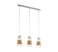 Suspension BURNHAM E27 3X60W en acier nickel mat 840x150x1100mm