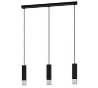 Suspension BUTRANO GU10 3X4,5W en acier noir et argent 770x55x1100mm