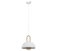 Eglo Suspension luminaire Calmanera, lustre chambre en métal blanc et laiton brossé, plafonnier salon ou salle à manger, douille E27