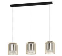 Suspension CAMINATA E27 3X40W en acier noir et or 1030x170x1500mm