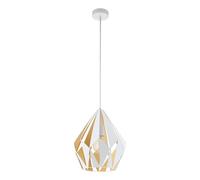 Eglo Suspension CARLTON 1 E27 acier blanc, jaune miel Ø 31 cm