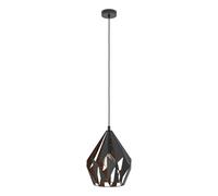 Suspension CARLTON 1 E27 1X60W en acier noir et cuivre D310mm