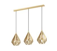 Suspension CARLTON E27 3X60W en acier or 805x205x1100mm