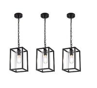 Suspension carrée en Verre Transparent, réglable, luminaire Suspendu, idéal pour Une Cuisine, Un îlot, Un Salon ou Un Restaurant.