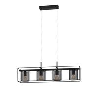 Suspension CATTERICK E27 4X40W en acier noir 910x165x1100mm