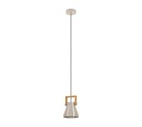 Suspension CAWTON E27 1X40W en acier et bois couleur acier et marron rustique D160mm