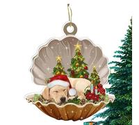 Suspension Chien Noël Coquille,Chien dans l'ornement Coup d'arbre Noël bandessinée Coquille - Acrylique Seafood Shell Dog Pendentif Noël Beau Cadeau Onlynery