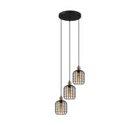 Suspension CHISLE E27 3X40W en acier noir et brun D425mm