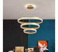 Suspension circulaire imbriquée Lustre tricolore LED Lampe suspendue réglable Corps en fer Éclairage suspendu Ambiance de luxe Lampe suspendue adaptée à la salle à manger Cuisine Bureau Restaura