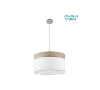 Suspension Cloe 2xe27 Nickel/Blanc-Bois Gris Regx50x50 Cm