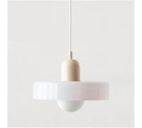 Suspension Colorée Style Milieu du Siècle avec Abat-Jour en Verre, Luminaire Vintage en Fer Et Verre pour Chambre, Salon, Cuisine, Couloir, J, 35cm