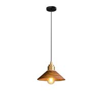 Suspension Conique en Bois, Lampe Suspendue en Laiton avec Abat-Jour en Noyer, luminaire E27, Salle à Manger Industrielle, Lampes suspendues minimalistes Modernes pour îlot de Cuisine